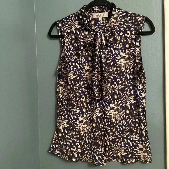 Kasper women’s sleeveless Blosue - PL - v neck - high neck - front tie - Picture 1 of 7